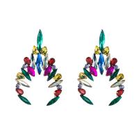 Zinc Alloy Rhinestone Stud Earring, with Glass Rhinestone, gold color plated, fashion jewelry & for woman & with rhinestone 