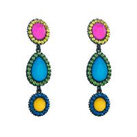 Zinc Alloy Rhinestone Drop Earring, gold color plated, fashion jewelry & for woman & with rhinestone 