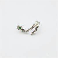 Zinc Alloy Rhinestone Stud Earring, Snake, fashion jewelry & for woman & with rhinestone, silver color 
