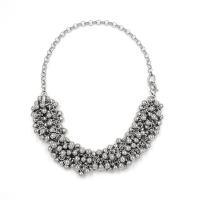 Zinc Alloy Necklace, silver color plated, fashion jewelry & for woman, silver color Approx 44 cm 