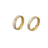 Brass Finger Ring, with White Shell, 18K gold plated & for woman 