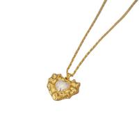 Ожерелье ручной латунные, Латунь, Сердце, плакирован золотом, Искусственные оболочки & Женский, золотой, 450mm, продается PC