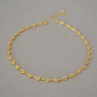 Brass Chain Necklace, plated & for woman 450mm 