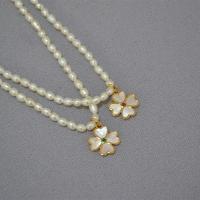 Freshwater Pearl Brass Necklace, with Shell & Freshwater Pearl, gold color plated, fashion jewelry & for woman, 500mm 