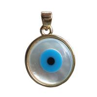 Fashion Evil Eye Pendant, Shell, with Zinc Alloy, plated, 14mm 