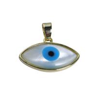 Mode Evil Eye Pendentif, coquille, avec laiton, Plaqué or 18K, blanc Vendu par PC