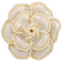 Plastic Pearl Brooch, Zinc Alloy, with Plastic Pearl, Rose, plated, for woman & enamel 