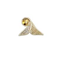 Brass Earring Stud Component, Mermaid tail, 18K gold plated & micro pave cubic zirconia 