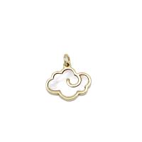 Brass Shell Pendants, with White Shell, Cloud, 18K gold plated, DIY 