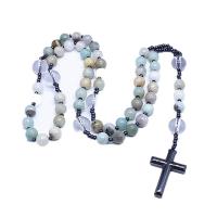 Rosary Necklace, ​Amazonite​, with Iron Rock & Crystal, Unisex, mixed colors Approx 26.77 Inch 