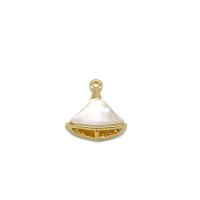 Brass Shell Pendants, with White Shell, 18K gold plated, DIY 