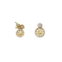Brass Earring Drop Component, 18K gold plated, DIY & micro pave cubic zirconia 