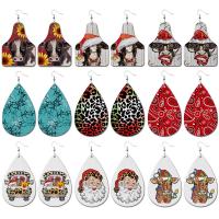 PU Leather Drop Earring, with Iron, Christmas Design & for woman 