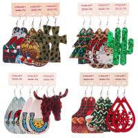 PU Leather Earring Set, with iron pin, Christmas Design & for woman, 85mm 