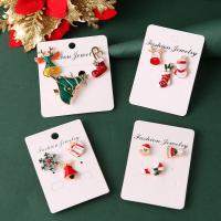 Zinc Alloy Stud Earring Set, Christmas Design & three pieces & for woman & with rhinestone 