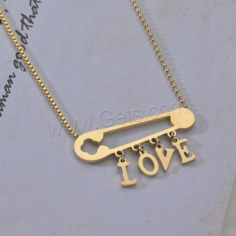Stainless Steel Jewelry Necklace, 304 Stainless Steel, Vacuum Ion Plating, Each custom text must be less than 10 letters & fashion jewelry & for woman, golden, Length:Approx 17.72 Inch, Sold By PC