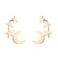 Stainless Steel Stud Earring, 304 Stainless Steel, Moon and Star, Vacuum Ion Plating, fashion jewelry & for woman 