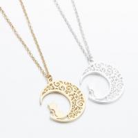 Stainless Steel Jewelry Necklace, 304 Stainless Steel, Moon, Vacuum Ion Plating, fashion jewelry & for woman & hollow 