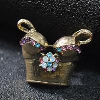 Rhinestone Zinc Alloy Brooch, Garment, gold color plated, for woman & with rhinestone, golden 