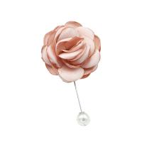 Cloth Brooch, with iron pin & Plastic Pearl, Flower, silver color plated, Korean style & for woman 50mm 