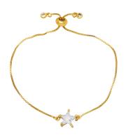 Cubic Zirconia Brass Bracelets, Star, gold color plated, micro pave cubic zirconia & for woman .4 Inch 