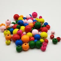 Dyed Wood Beads, Round, painted, DIY mixed colors, Approx 