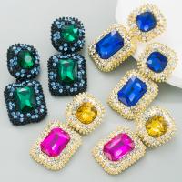 Zinc Alloy Rhinestone Drop Earring, with Glass Rhinestone, gold color plated, fashion jewelry & for woman & with rhinestone 