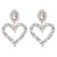 Zinc Alloy Rhinestone Drop Earring, Heart, fashion jewelry & for woman & with rhinestone 