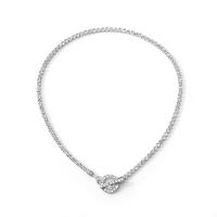 Rhinestone Zinc Alloy Necklace, fashion jewelry & for woman & with rhinestone, silver color Approx 12.99 Inch 