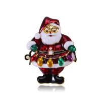 Christmas Jewelry Brooch , Zinc Alloy, Santa Claus, gold color plated, fashion jewelry & for woman & enamel, mixed colors 