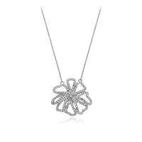 Rhinestone Zinc Alloy Necklace, Flower, silver color plated, fashion jewelry & for woman & with rhinestone, silver color Approx 48 cm 
