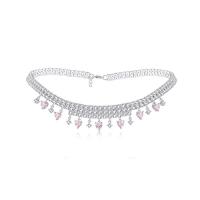 Rhinestone Zinc Alloy Necklace, with 5cm extender chain, silver color plated, fashion jewelry & for woman & with rhinestone, silver color Approx 36 cm 