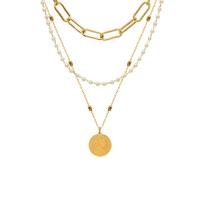 Fashion Multi Layer Necklace, Titanium Steel, 18K gold plated, fashion jewelry & for woman, gold, 600mm 