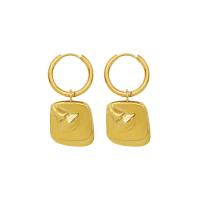 Huggie Hoop Drop Earring, Titanium Steel, 18K gold plated & for woman, gold 