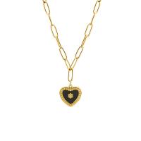 Titanium Steel Jewelry Necklace, Heart, plated, for woman & enamel mm 