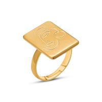 Anillo de dedo de acero Titanium de, Partículas de acero, 18K chapado en oro, Ajustable & para mujer, dorado, 17mm, Vendido por UD