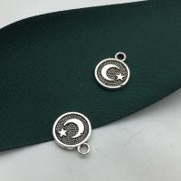 Bijoux pendentifs en Zinc alliage , alliage de zinc, Plat rond, Plaqué de couleur d'argent, DIY Vendu par PC