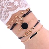 Zinc Alloy Bracelet Set, with 1.97inch extender chain, gold color plated, 5 pieces & fashion jewelry & for woman & with rhinestone Approx 7.09 Inch 