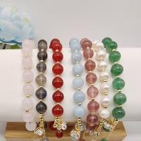 Gemstone Bracelets, Brass, with Gemstone, real gold plated, fashion jewelry & for woman, 8mm Approx 6.1 Inch 