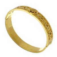 Stainless Steel Bangle, 316 Stainless Steel, Round, Vacuum Plating, fashion jewelry & for woman & hollow, golden, 11mm, Inner Approx 62mm 