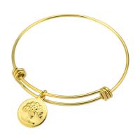 Stainless Steel Bangle, 316 Stainless Steel, Round, Vacuum Plating, fashion jewelry & for woman, golden, 2mm, Inner Approx 61mm 