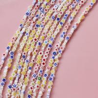 Perles Millefiori tranche verre, chalumeau, fleur, DIY, couleurs mélangées, 4-7mm, Environ Vendu par brin