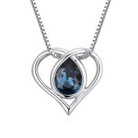 Austrian Crystal Necklace, Zinc Alloy, with Austrian Crystal, with 5cm extender chain, Heart, platinum plated, for woman & faceted Approx 40 cm 
