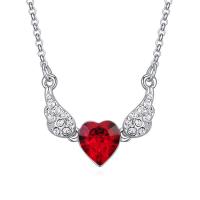 Austrian Crystal Necklace, Zinc Alloy, with Czech Rhinestone & Austrian Crystal, with 5cm extender chain, Heart, platinum plated, for woman & faceted Approx 45 cm 