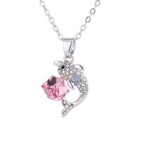 Crystal Zinc Alloy Necklace, with Czech Rhinestone & Austrian Crystal, with 5cm extender chain, Dolphin, platinum plated, for woman & faceted Approx 40 cm 
