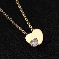 Brass Cubic Zirconia Necklace, with Cubic Zirconia, with 5cm extender chain, Heart, plated, for woman & faceted Approx 40 cm 