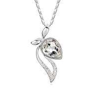 Austrian Crystal Necklace, Zinc Alloy, with Austrian Crystal, with 5cm extender chain, platinum plated, for woman & faceted Approx 40 cm 
