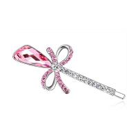 Hair Slide, Zinc Alloy, with Austrian Crystal, Bowknot, platinum plated, for woman & faceted 