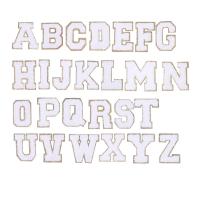 Sewing on Patch, Polyester Cord, Alphabet Letter, DIY white 
