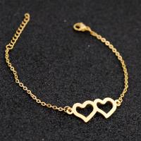 Stainless Steel Charm Bracelet, 304 Stainless Steel, with 1.18inch extender chain, Heart, Vacuum Plating, fashion jewelry & for woman, golden Approx 6.3 Inch 